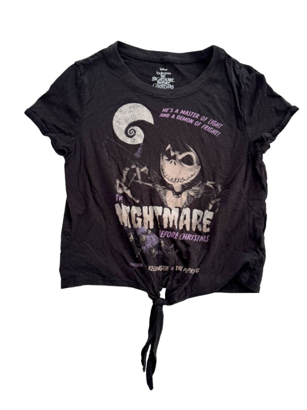 Disney Tim Burton's The Nightmare Before Christmas Cropped Graphic Tee Sz XS